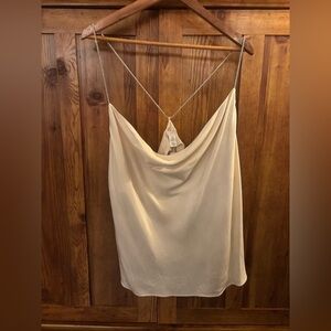 H&M Slick and Gorgeous Viscose With Sparkly Silver Tone Straps Dressy Top XL NWT